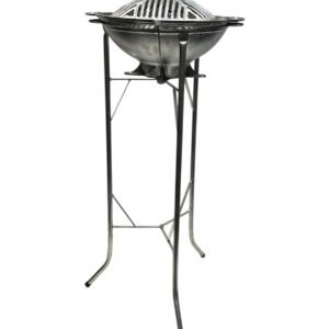 CHURRASQUEIRA GENGISKAN REDONDA COM GRELHA CURVA E SUPORTE